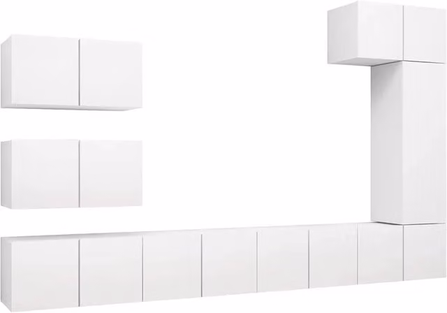 Set Mobili Porta TV 8 pz | Armadietto TV | Mobile Porta TV Bianco in Legno Multistrato