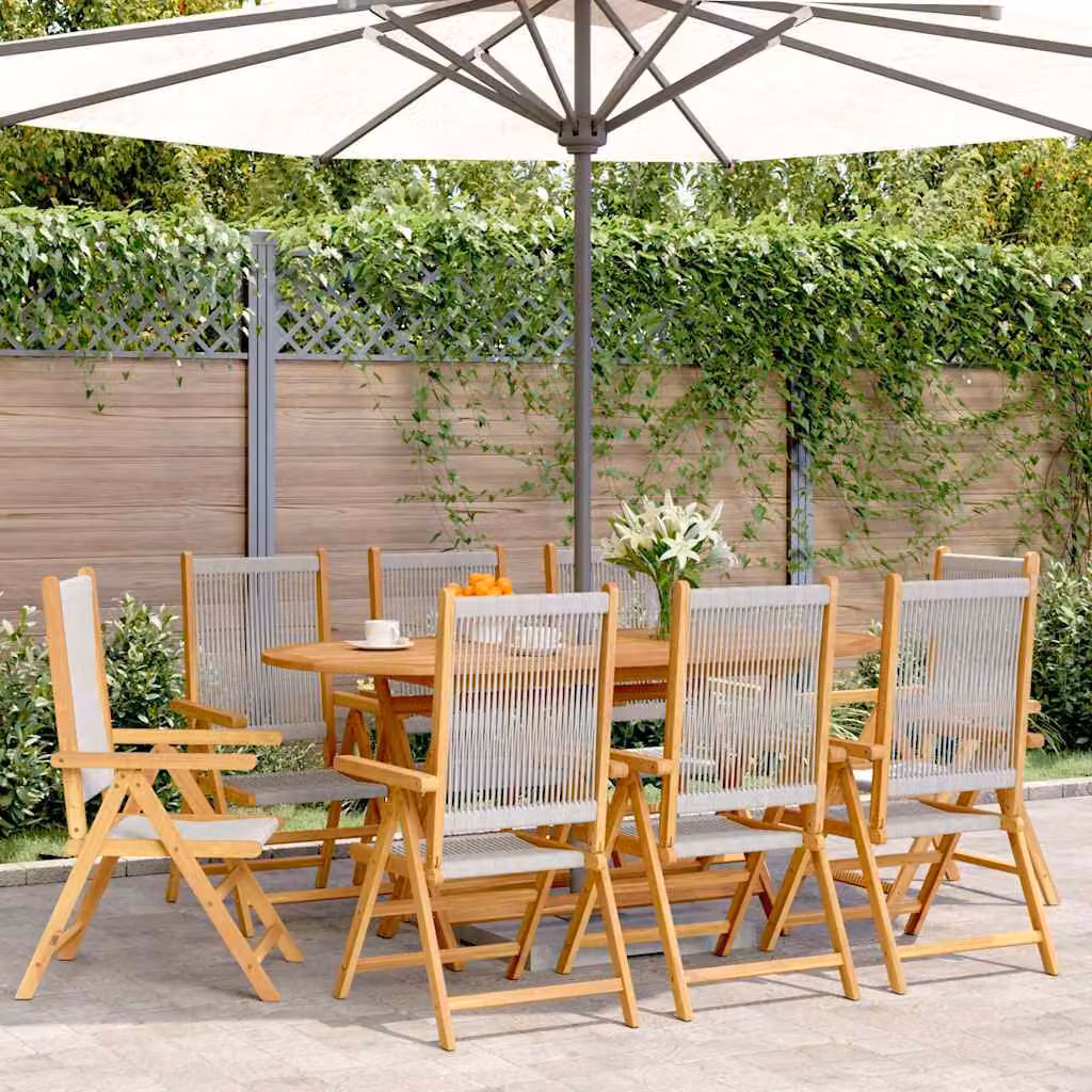 Set di 8 sedie pieghevoli reclinabili vidaXL in legno di acacia grigio con braccioli