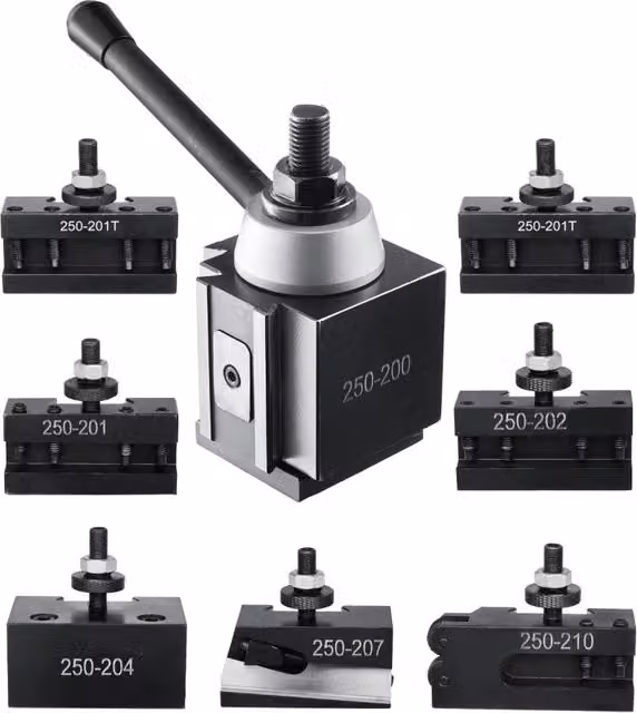 Set di 8 pezzi portautensili a cambio rapido per tornio in acciaio 45# per lavorazione metalli con oscillazione 254-381 mm