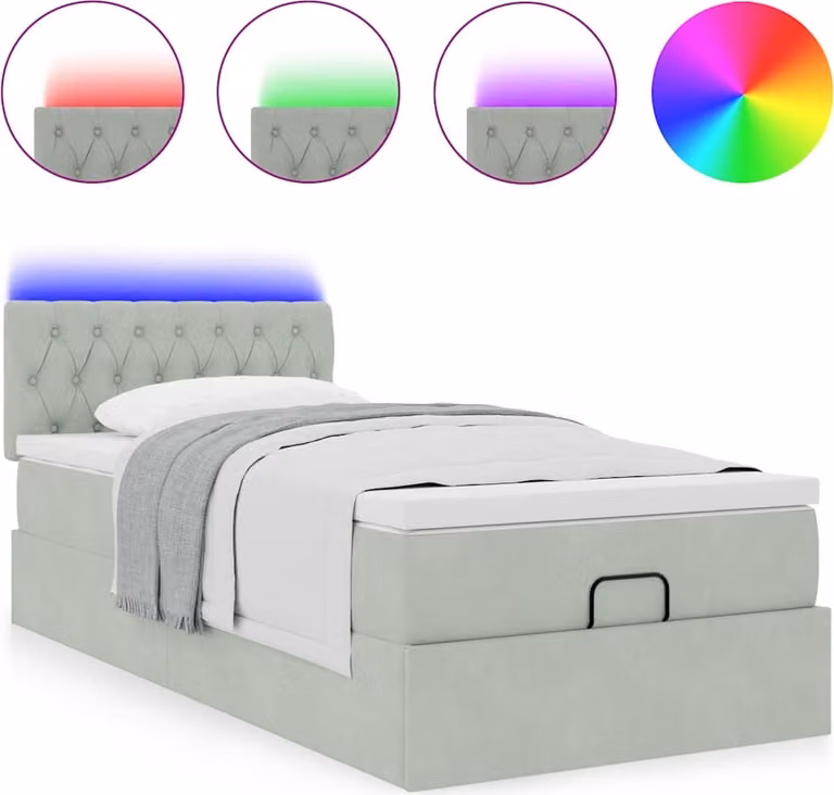 Struttura Letto Pouf con Materasso 100x200 cm Velluto