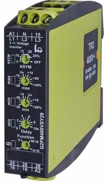 Tele Haase, sistema di monitoraggio della tensione, trifase, 2 uscite (modello G2PM400VSY20)