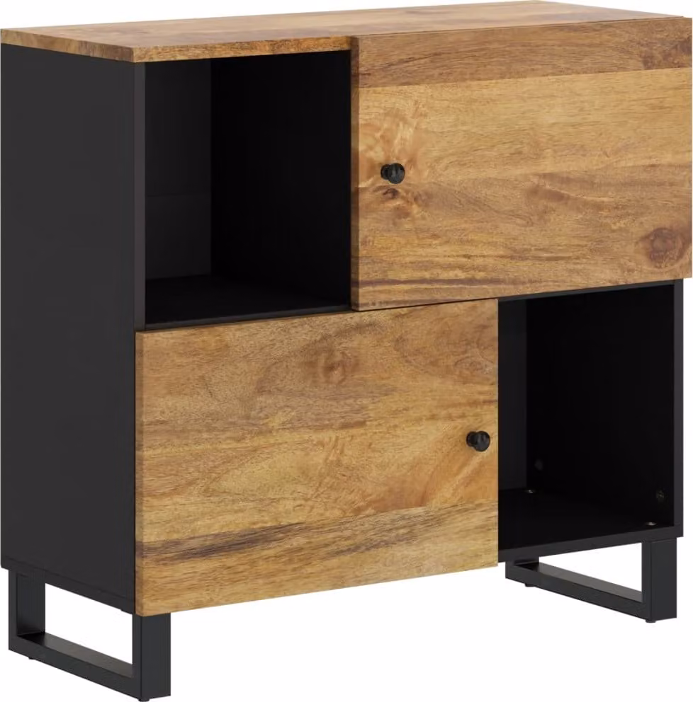 Credenza con 2 Ante 80x33x75 cm in Legno Massello di Mango