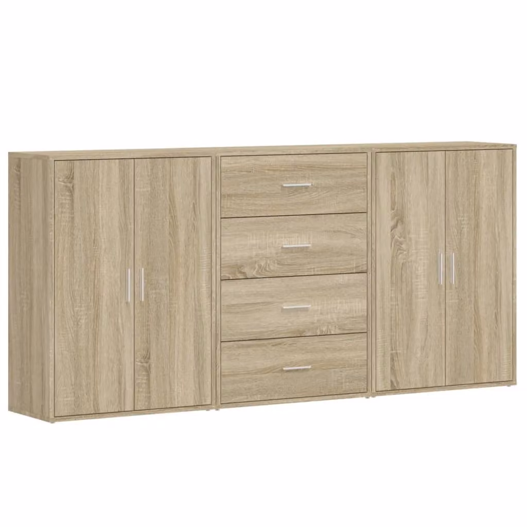 Credenze 3 pz Rovere Sonoma 60x31x84 cm in Legno Multistrato