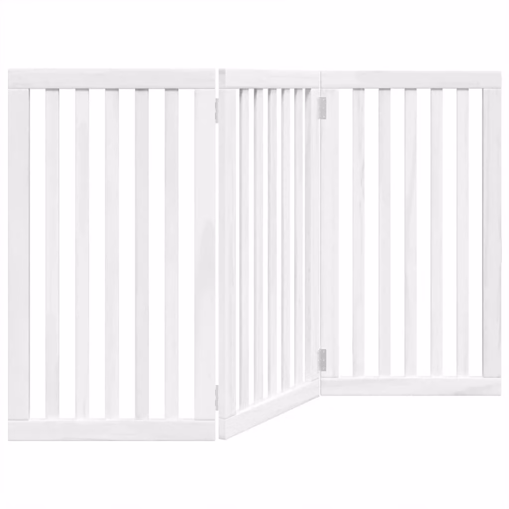 Cancello per Cani Pieghevole 3 Pannelli Bianco 150 cm Pioppo