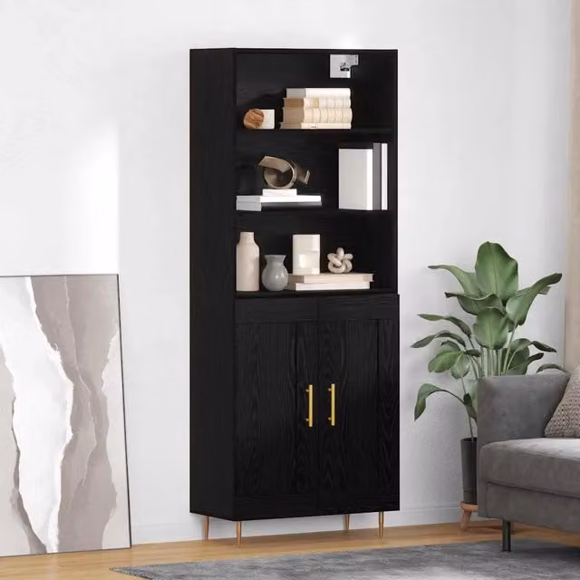 Credenza Rovere Nero 69,5 x 34 x 180 cm Legno ingegnerizzato 3416262