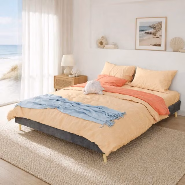 Letto matrimoniale Mivray in tessuto e metallo grigio L/P: 160 x 200 cm