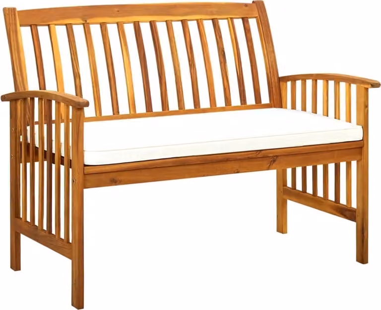 The Living Store Panca da giardino con cuscini 119 cm in legno massiccio di acacia