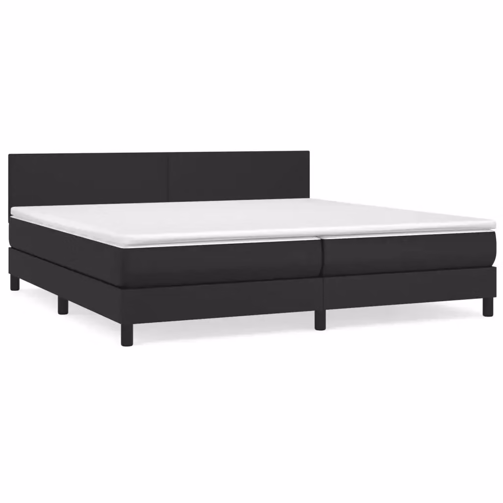 Letto matrimoniale con giroletto a molle e materasso ibrido vidaXL in similpelle nero, L/P/H: 200 x 200 x 88 cm – 2