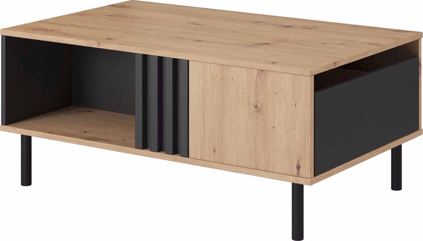 FURNLUX Tavolino Madis Beige E Nero 101cm / Colore principale: Beige / Dimensioni: 101 x 44 x 60 cm