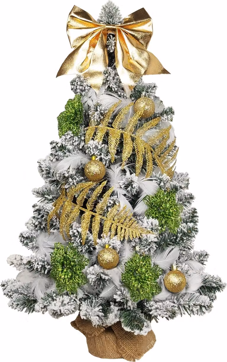 Albero di Natale artificiale decorato ARMONIA CHAMPAGNE 60 cm con illuminazione a LED IN VASO