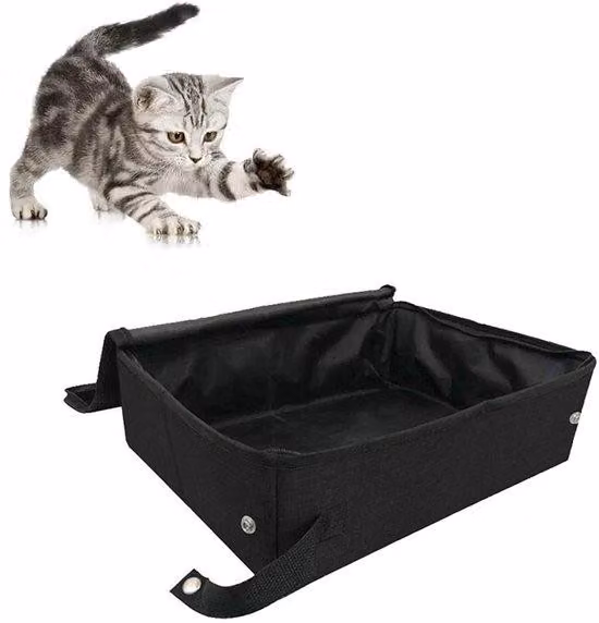 Borsa da viaggio per gatti, portatile, impermeabile, per gatti di taglia piccola e media, in tessuto nero, con maniglia e copertura