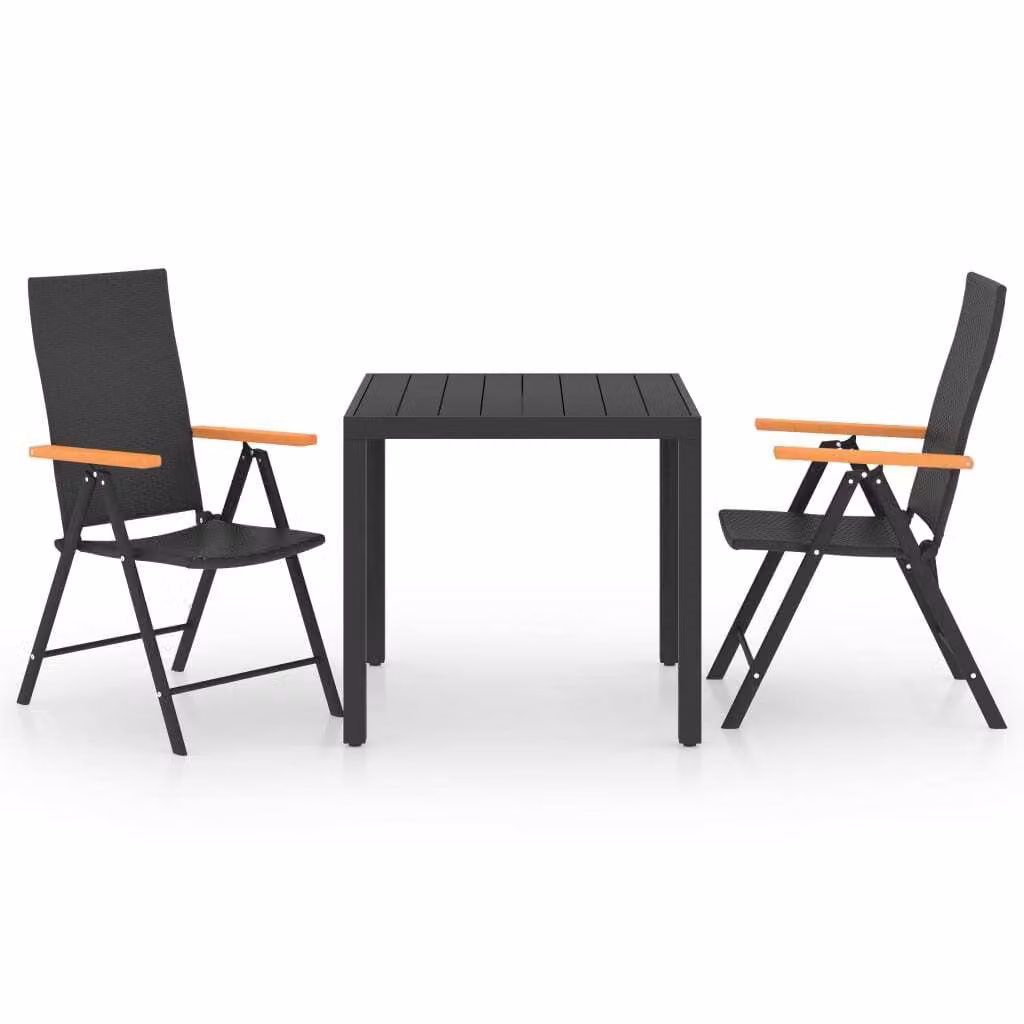Set da Pranzo da Giardino 3 pz Nero e Marrone