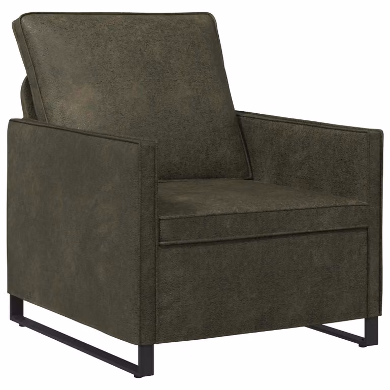 Divano Singolo Moderno vidaXL in Tessuto Verde con Braccioli e Struttura in Metallo L: 70 cm, P: 81 cm, H: 82 cm