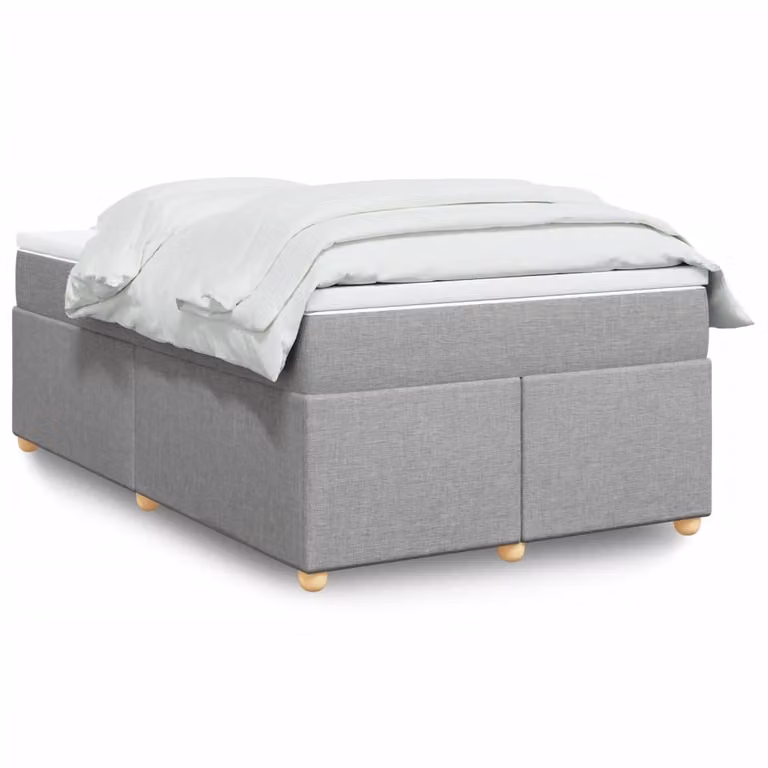 vidaXL Giroletto a Molle con Materasso Ibrido in Tessuto Grigio e Bianco L/P/H: 120 x 200 cm