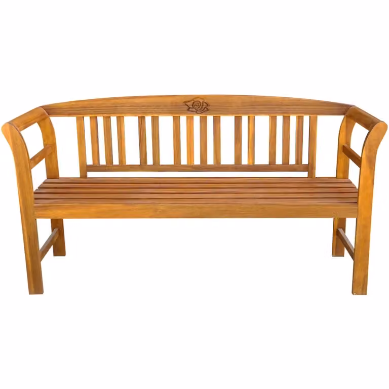 Panchina da giardino vidaXL in legno di acacia naturale con braccioli, L: 157 cm