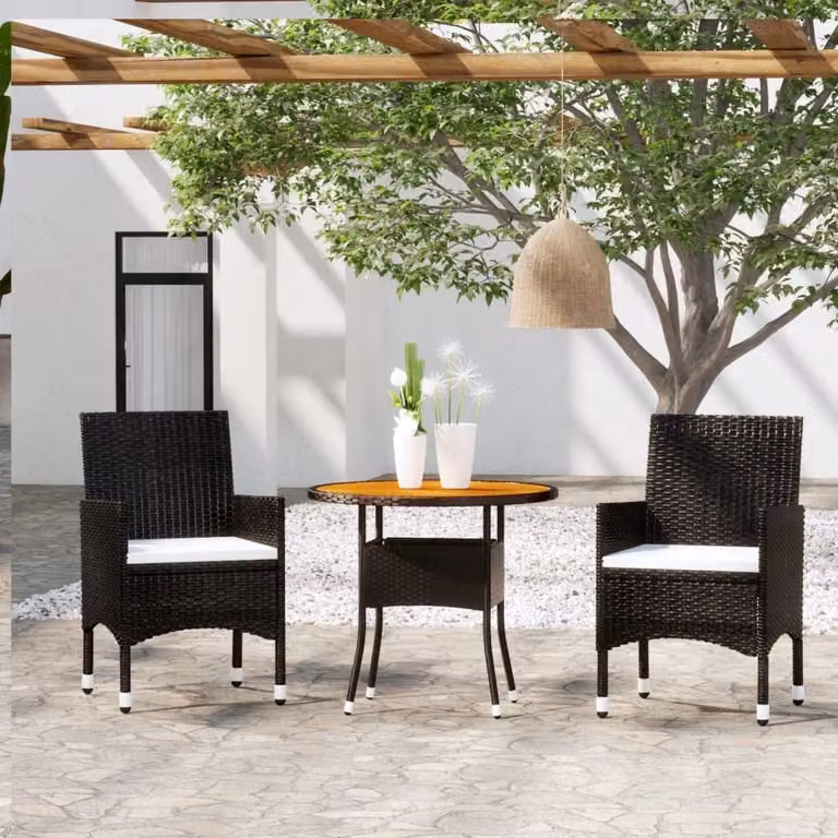 Maison Exclusive - Set da pranzo da giardino a 3 pezzi in rattan sintetico nero