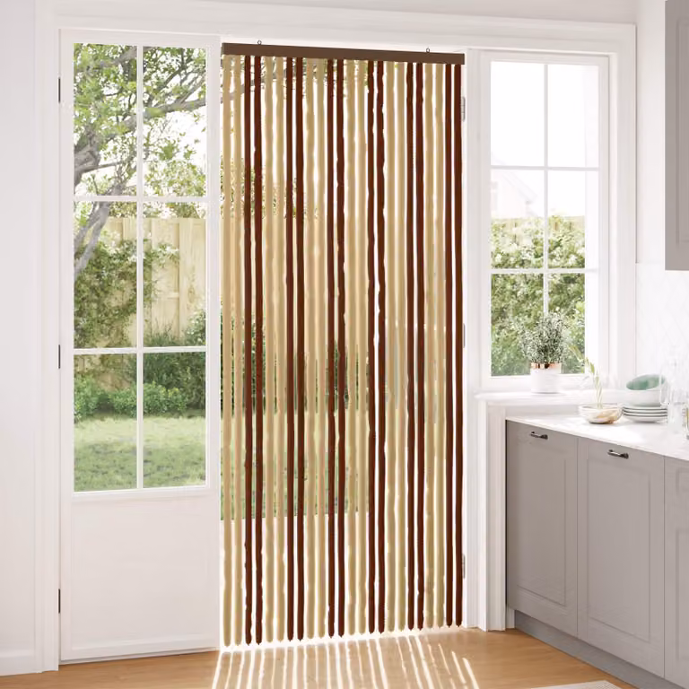 vidaXL Tenda a strisce in chenille e poliestere Marrone e Beige L: 100 cm x H: 230 cm