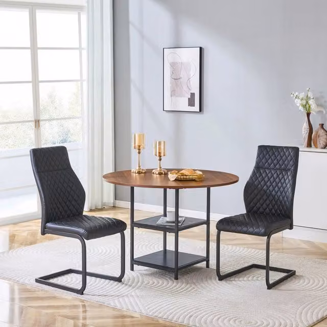 Set tavolo e sedie 107 cm nero noce, 2 posti con doppio vano portaoggetti