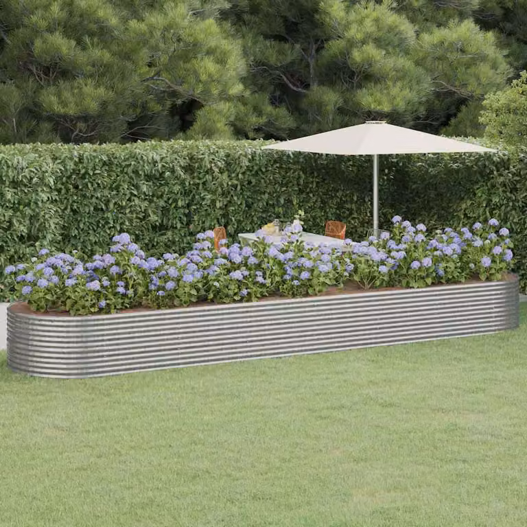 Letto da giardino rialzato vidaXL in acciaio color argento L: 584 cm, P: 140 cm, H: 68 cm