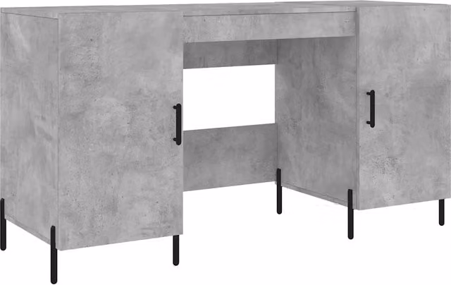 Scrivania da Scrittura Design In Grigio con Piano in Legno e Struttura in Metallo L: 140 cm, P: 50 cm, H: 75 cm – 1