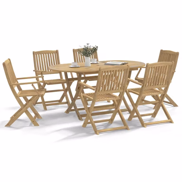 Set da pranzo da giardino vidaXL in legno di acacia marrone, 7 pezzi