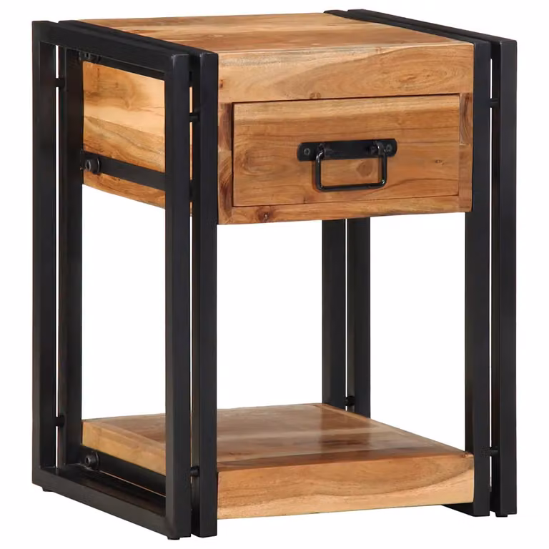 Set di 2 Armadi da Notte vidaXL in Legno di Acacia Marrone Rustico L/P/H: 40 x 35 x 50 cm