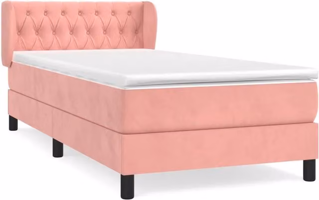 Letto singolo | Letto per adulti | Giroletto a Molle con Materasso Rosa 100x200 cm in Velluto
