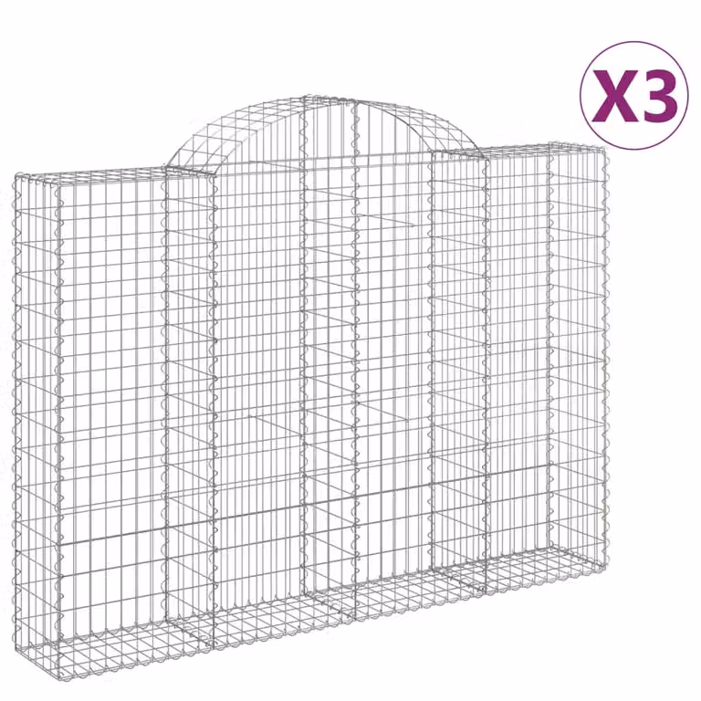 Cesti Gabbioni ad Arco 3 pz 200x30x140/160 cm Ferro Zincato
