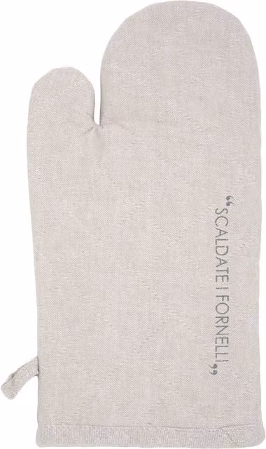Guanto da forno Kasanova Quotes in cotone colore beige con scritta
