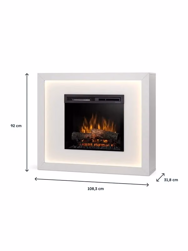Caminetto Elettrico da Pavimento a Libera Installazione con LED Outinfire Bianco Opaco – 2