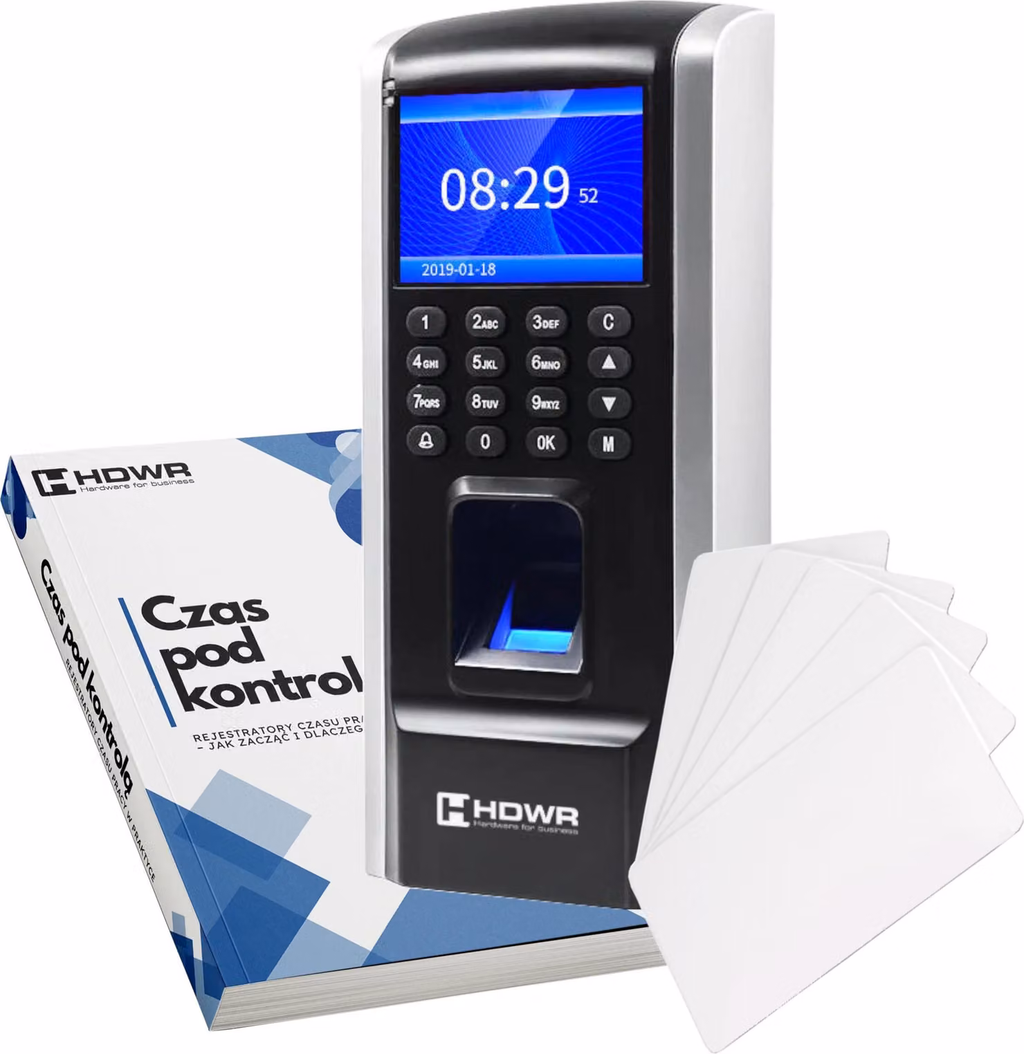 Registrazione dell'orario di lavoro dei dipendenti con scheda RFID USB + 15 schede RFID 125 kHz + EBOOK "Tempo sotto controllo"