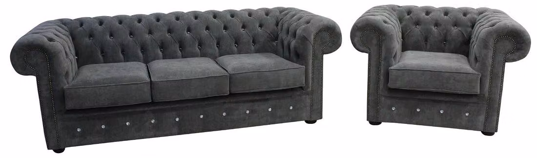 Chesterfield Design Luxus Polster Sofa Couch Sitz Garnitur Leder #154
