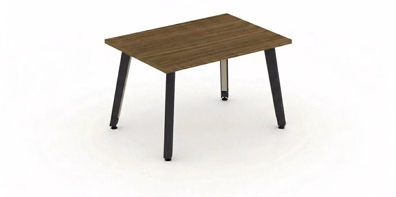 Tavolo da pranzo rettangolare, finitura effetto legno marrone, robusto, design moderno