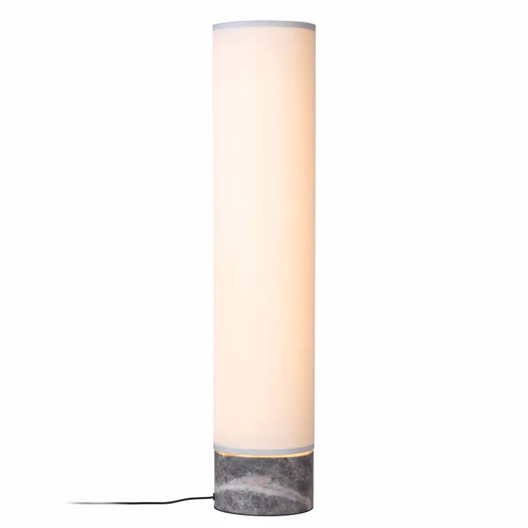 GUBI Lampada da terra di design Unbound, dimmerabile, Alluminio / Grigio / Zincato, Soggiorno / Sala da pranzo, Pietra, Scandinavo, Lampada da terra
