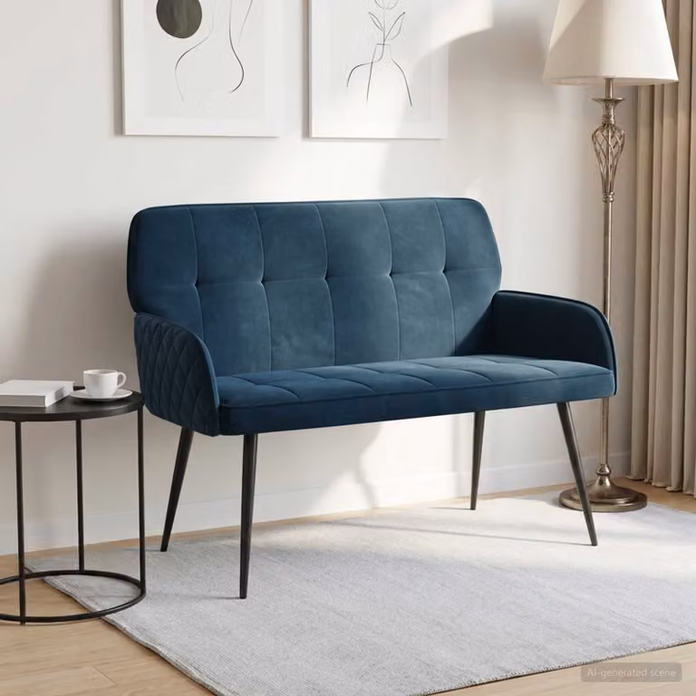 vidaXL Divano a 2 posti con gambe in metallo 2 posto Blu Velluto
