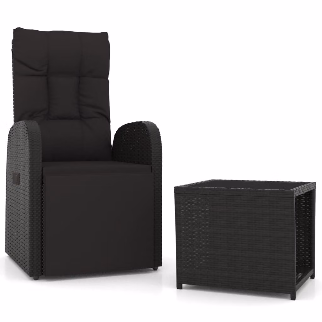 Set Mobili da Giardino 2 pz Nero Polyrattan e Acciaio