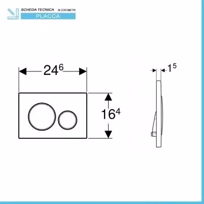 Placca di comando Geberit Sigma20 dual flush in plastica nera con inserti cromati lucidi – 2