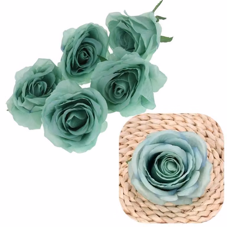 Rosenkopf, fiori artificiali per composizioni e decorazioni, confezione da 5 pezzi - colore verde