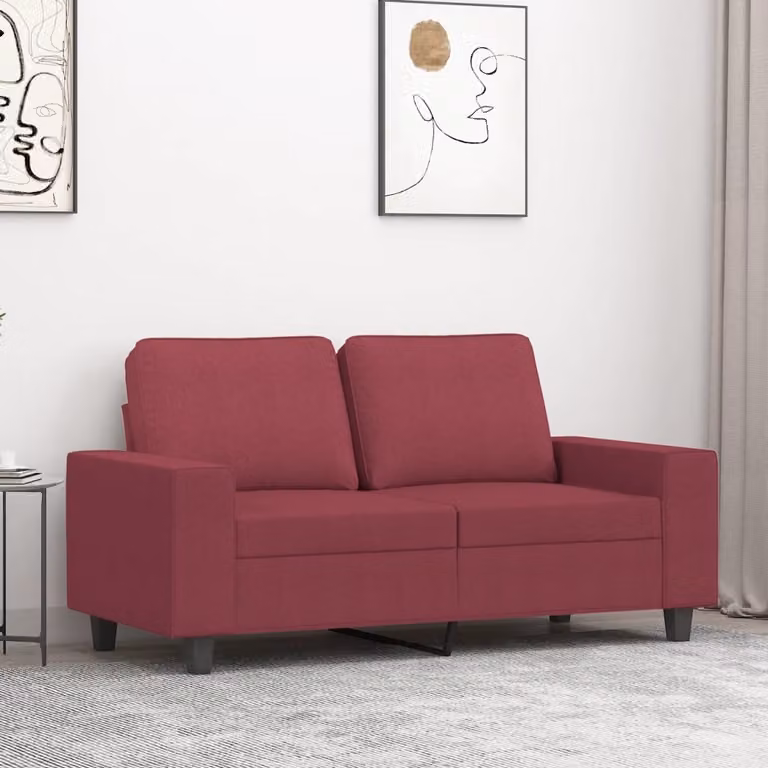 vidaXL Divano a 2 Posti Moderno in Tessuto Rosso con Struttura in Metallo