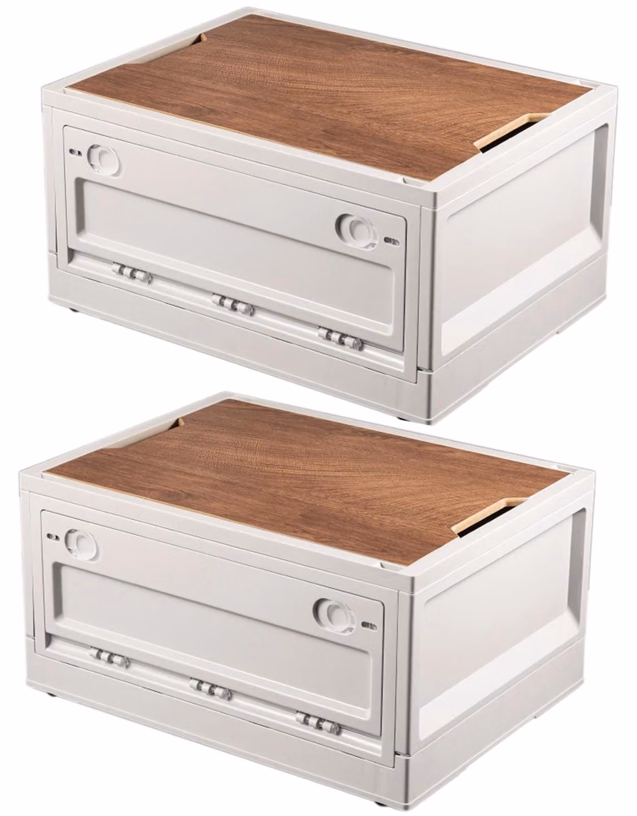 Contenitore impilabile - Con coperchio e 4 ruote - 2 x 38 L - Bianco