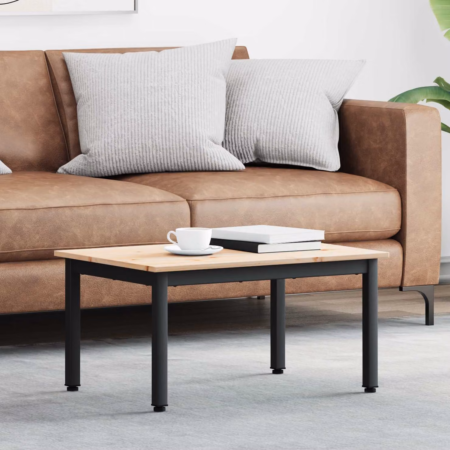 vidaXL Tavolino da salotto moderno in pino massello, L: 70 cm, P: 50 cm, H: 36 cm