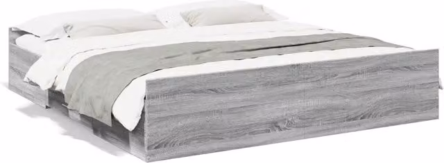 Letto matrimoniale | Letto per adulti | Giroletto Cassetti Grigio Sonoma 200x200 cm Legno Multistrato