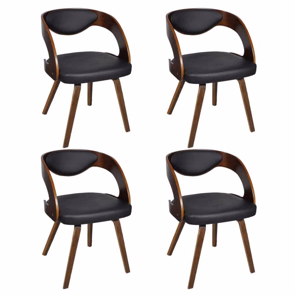 Sedie da Pranzo 4 pz Marroni in Legno Curvo e Pelle finta