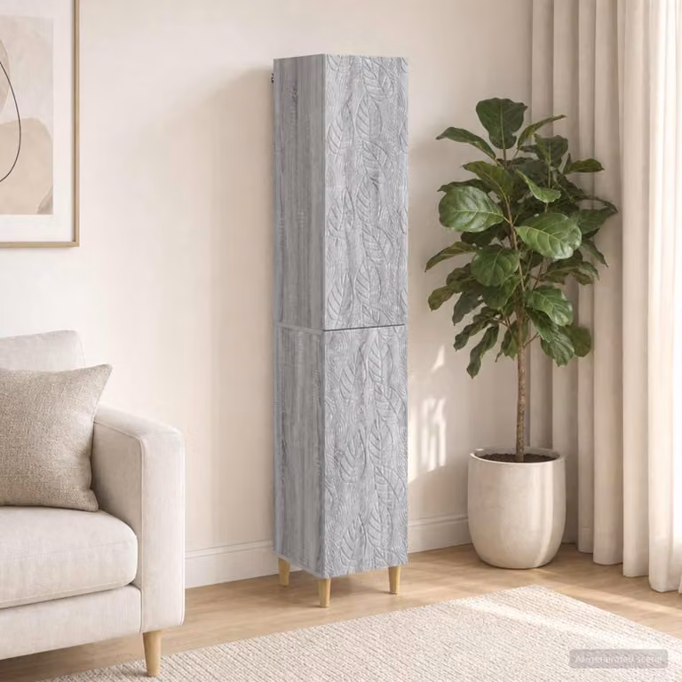 Set di 2 armadi moderni vidaXL in legno ingegnerizzato grigio con ante a battente e ripiani interni per soggiorno