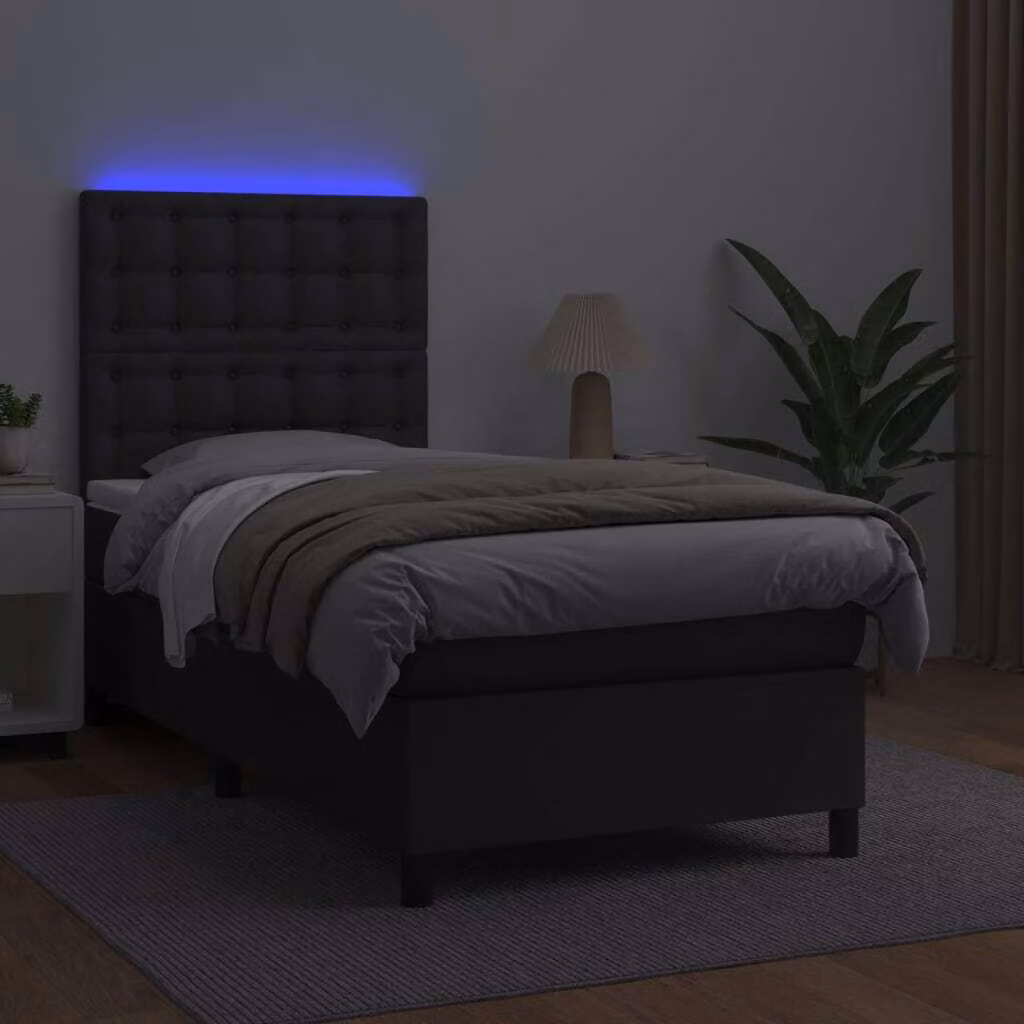 Maison Exclusive - Giroletto a Molle con Materasso e LED Nero 90x200 cm Pelle finta