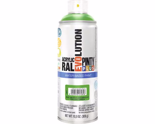 pintyplus evolution vernice spray a base d'acqua 520cc ral 6018 giallo verde