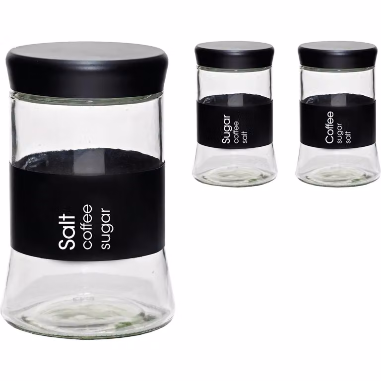 GUSTO CASA Barattolo in vetro nero con chiusura a vite, capacità 1 l, H 18 cm, diametro 11,5 cm