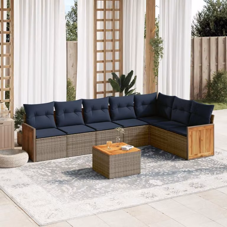 Maison Exclusive - Set di 8 divani da giardino con cuscini, grigio, polyrattan