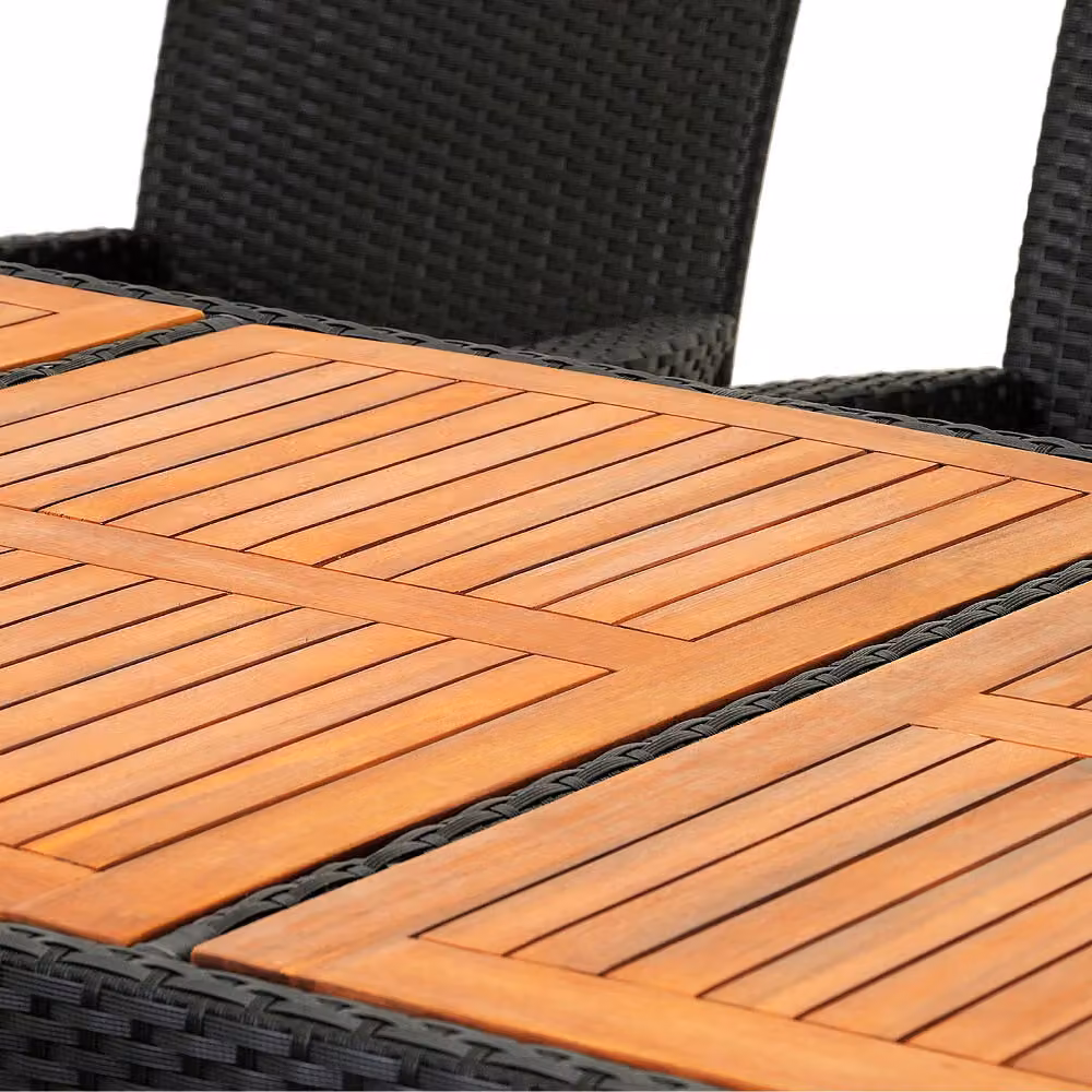 Set da giardino Rom Casaria composto da 9 pezzi in polyrattan e legno di acacia nero – 3