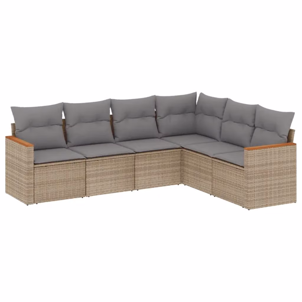 vidaXL Set Divano da Giardino a L in Polyrattan con Cuscini Beige e Grigio – 2